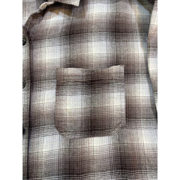 Garage Plaid Flannel Button Up Shirt Brown Cream Size M - Picture 4 of 11